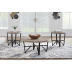 Lot de 3 tables Deanlee - Brun grisâtre/noir