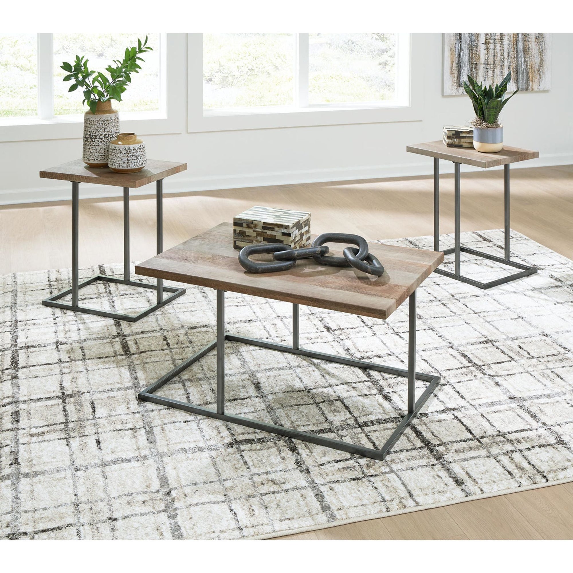 Tables Albreane (lot de 3) - Brun grisâtre/noir
