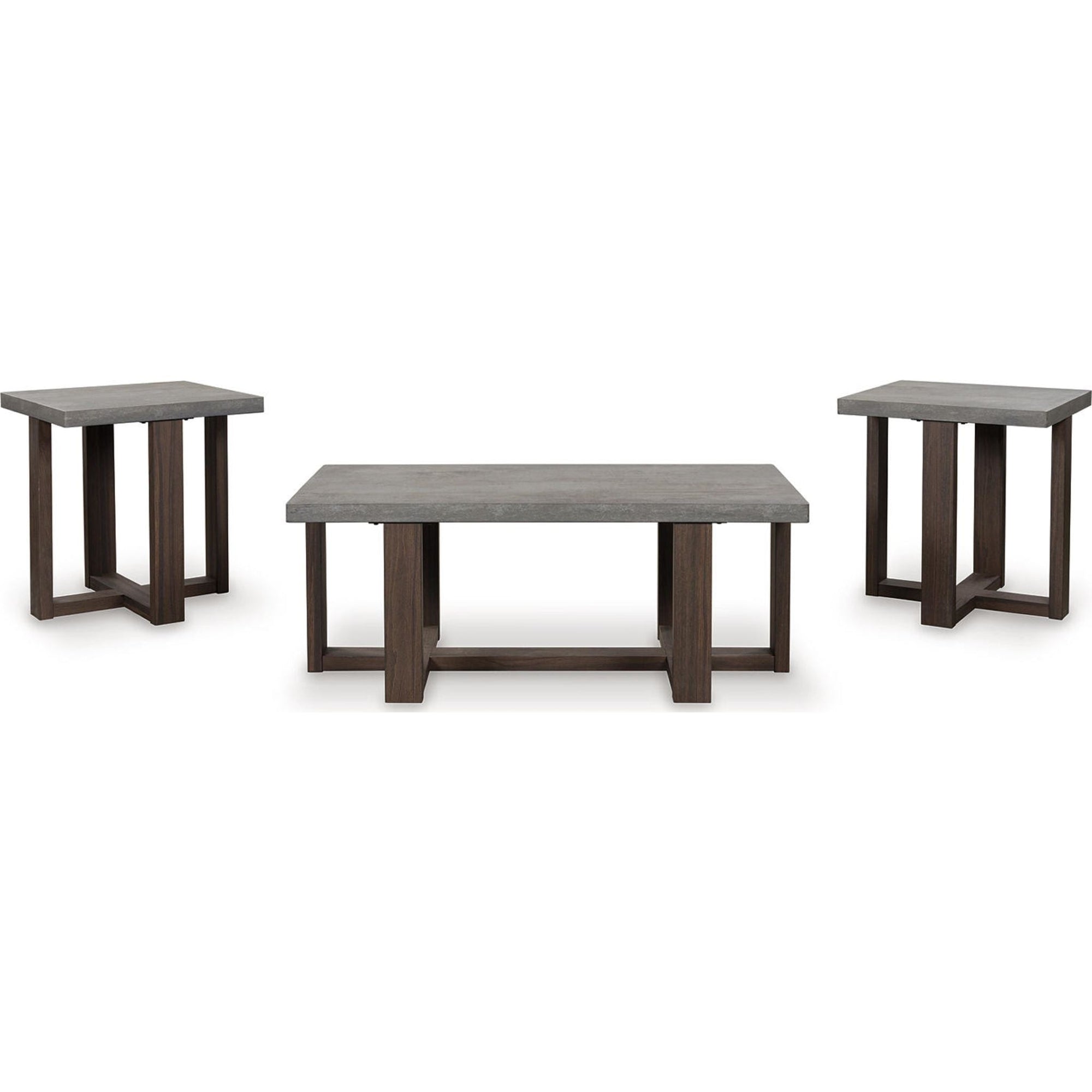 Tables Dynnford (lot de 3) - Gris/Marron