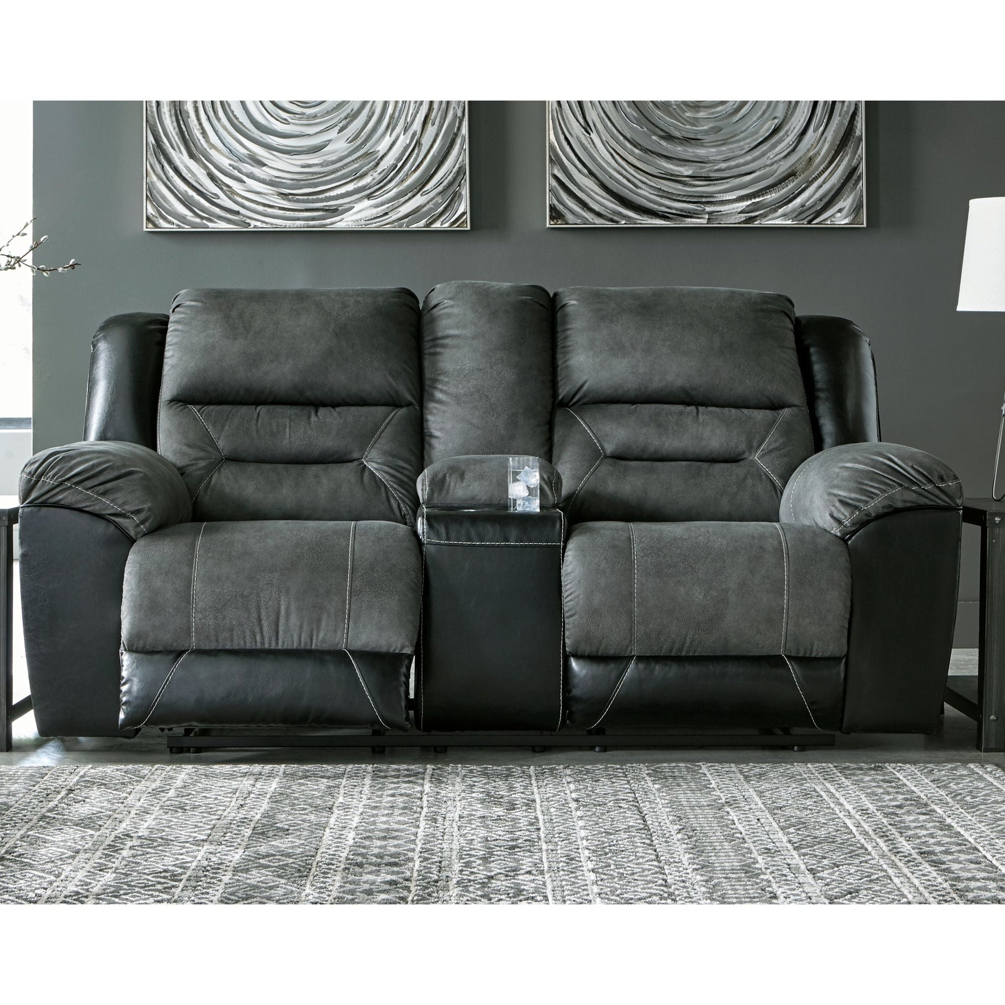 Causeuse inclinable Earhart avec console - Ardoise