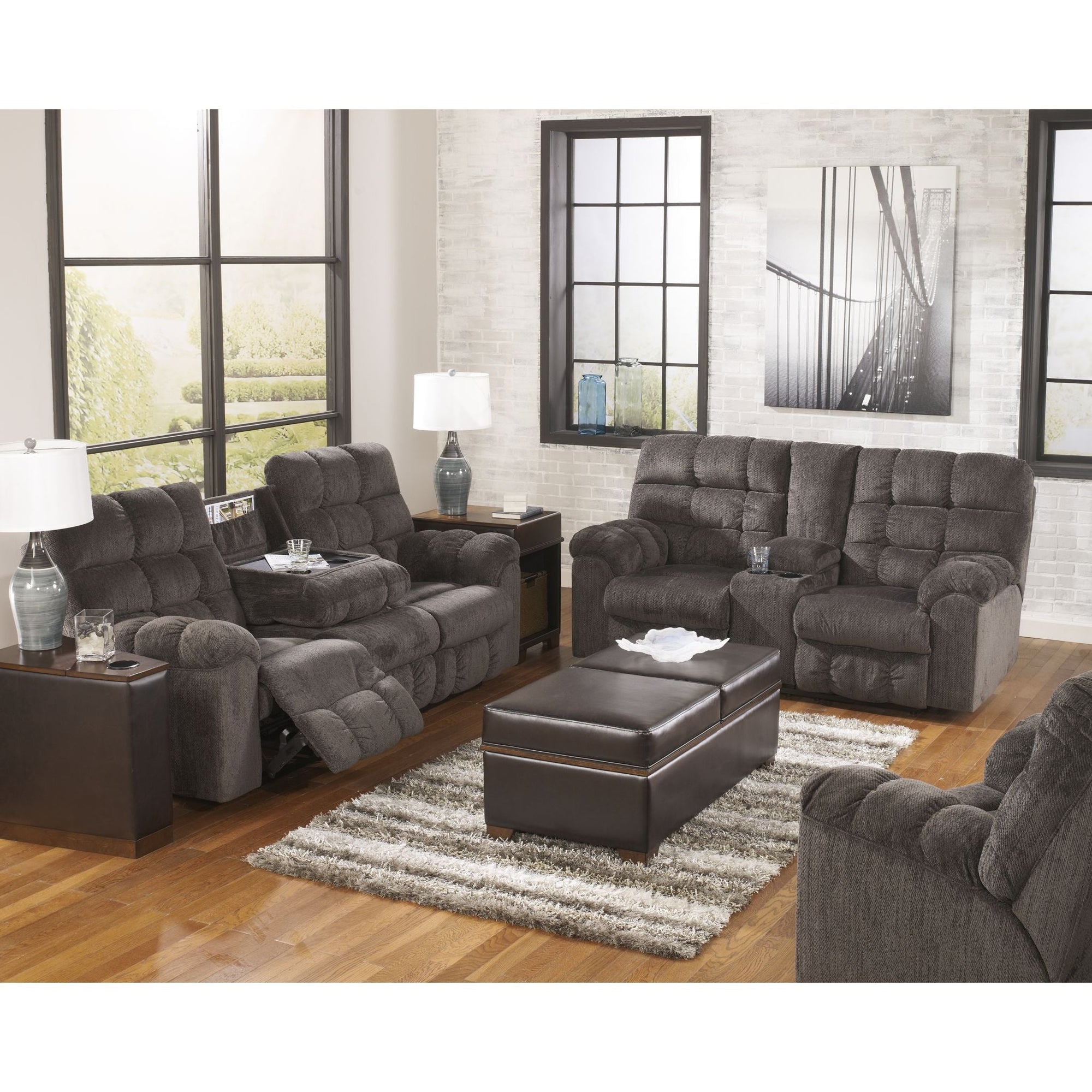 Causeuse inclinable avec console Acieona - Ardoise