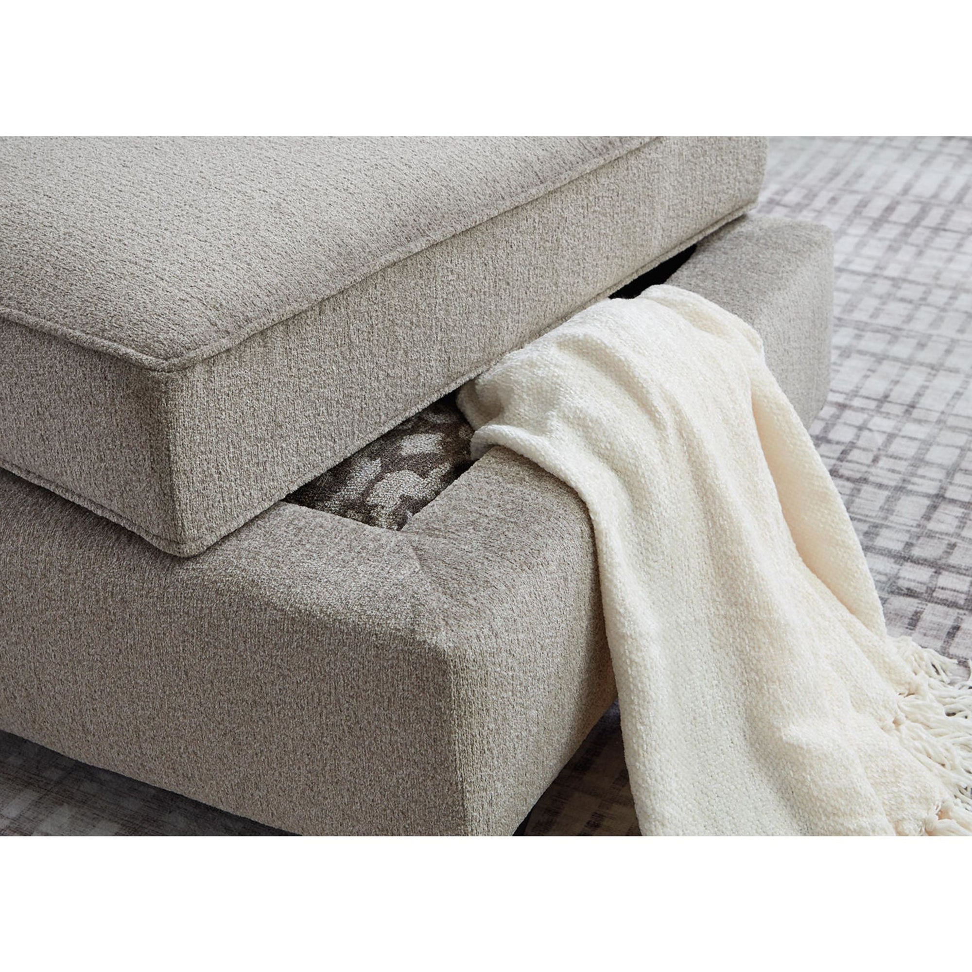 Pouf de rangement Claireah - Terre d'ombre
