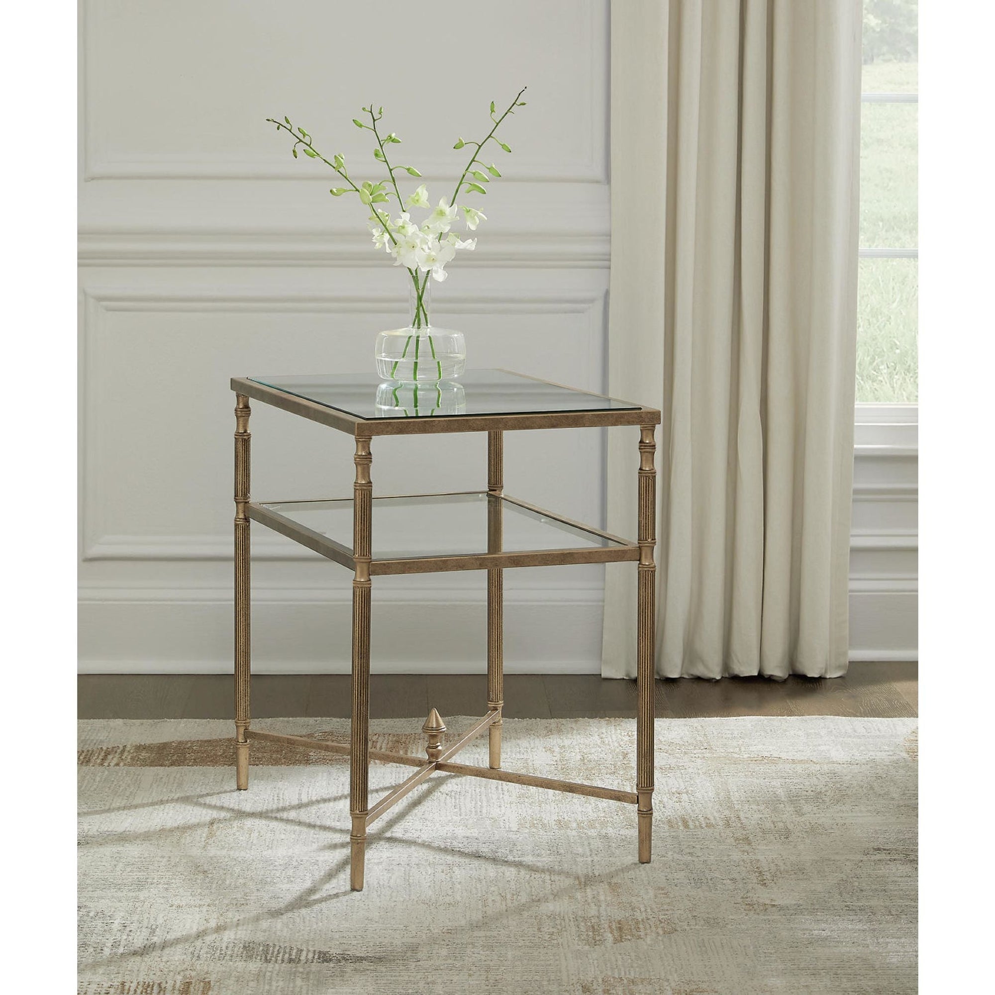 Table d'appoint Cloverty - Finition or vieilli