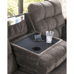 Canapé inclinable double Acieona avec table rabattable - Ardoise