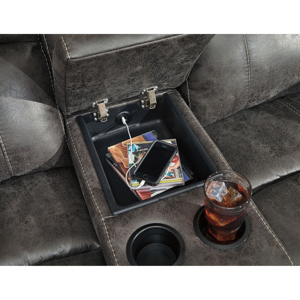 Causeuse inclinable électrique Dunwell avec console - Acier